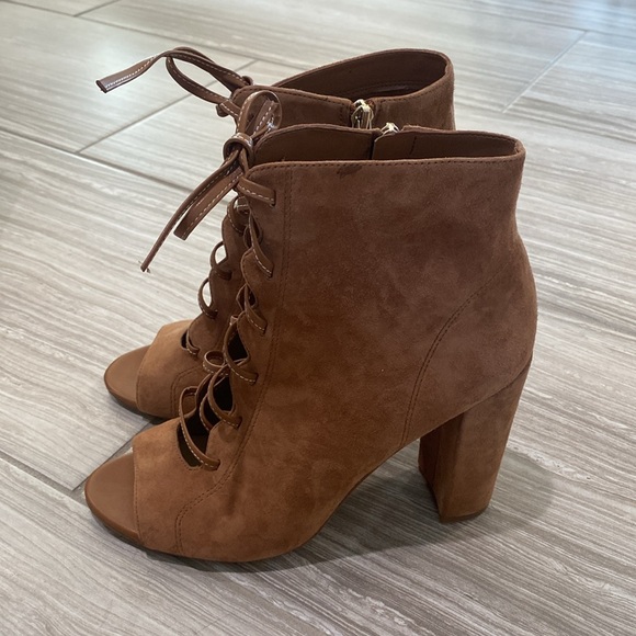 Sam Edelman Yvie lace up suede booties brown NIB - Picture 5 of 7